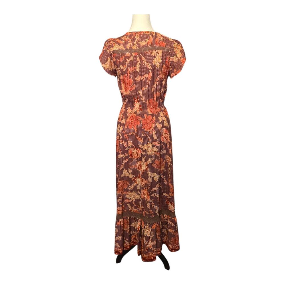 Jaase Maxi Dress Womens Small Multicolor Floral Print Button Front Fall Bohemian - Picture 4 of 11
